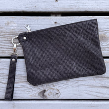 Large Zippered Wristlet - Black Basketweave