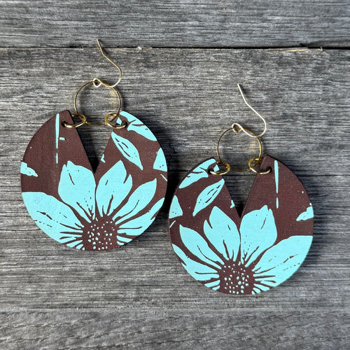 Viv - Hand Painted Patina Leather Earrings