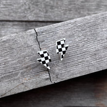 Lightning Bolt Studs - Black and White Checkered