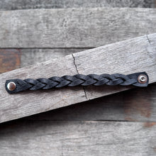 Black Leather Braided Cuff