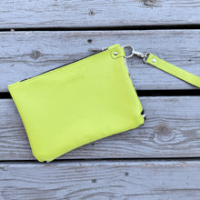 Large Zippered Wristlet - Leopard + Neon Green