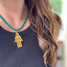 Mudcloth Pendant + Holiday Necklace - Green