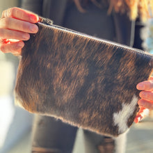 Large Zippered Wristlet - Dark Brindle Cowhide