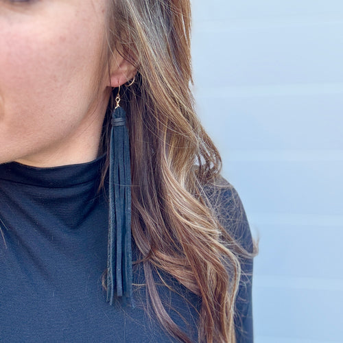 Boho Fringe - Long Black Tassels