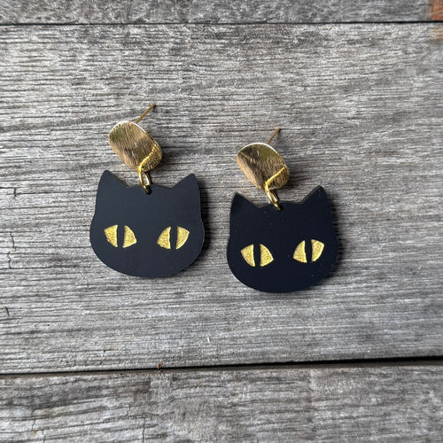 Midnight - Black Cat Earrings