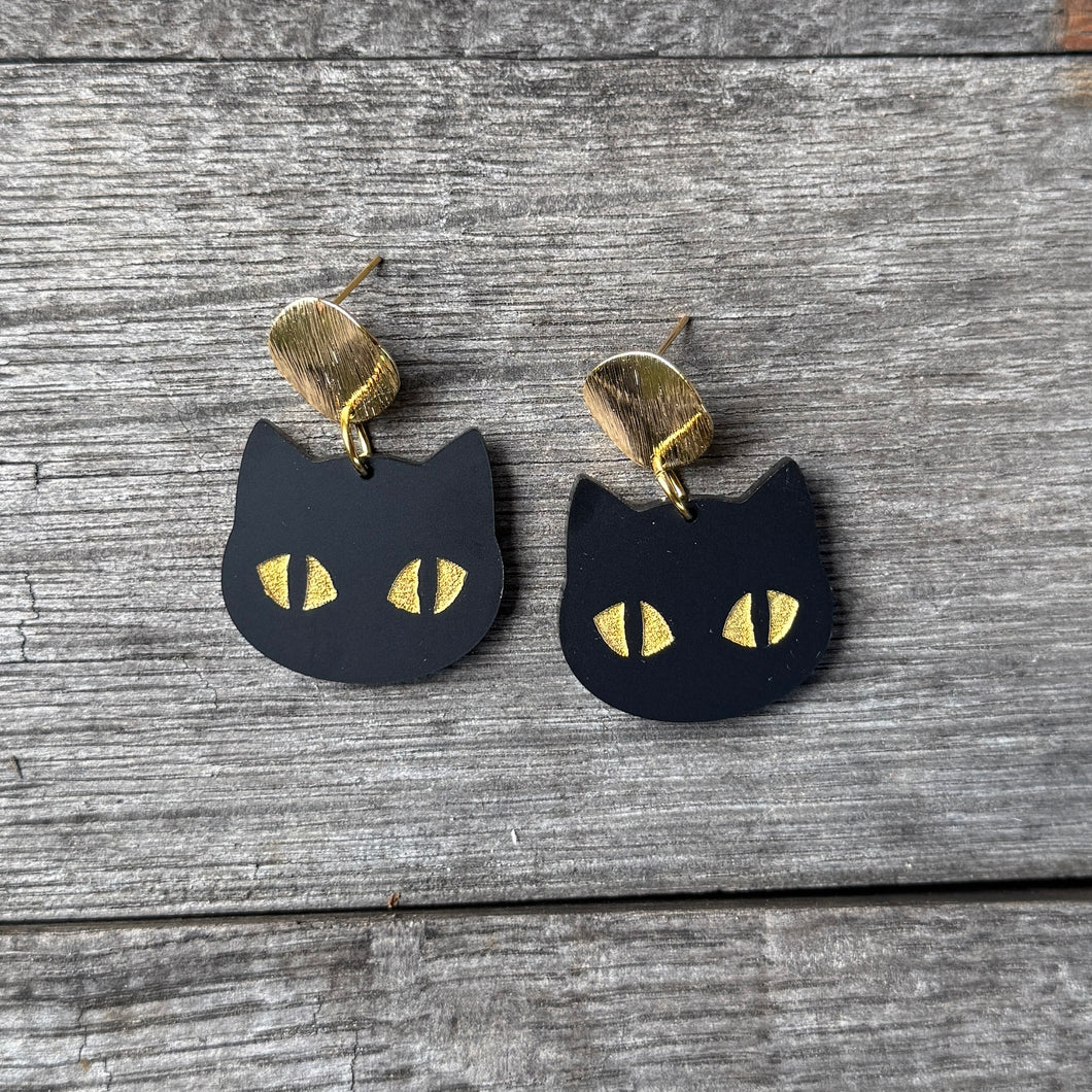 Midnight - Black Cat Earrings