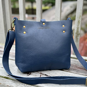 SLAY Crossbody Bag - Blue + Gold Embossed with Navy