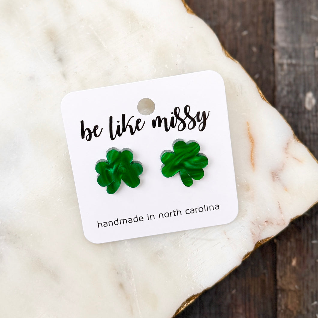 Shamrock Studs - Acrylic Earrings