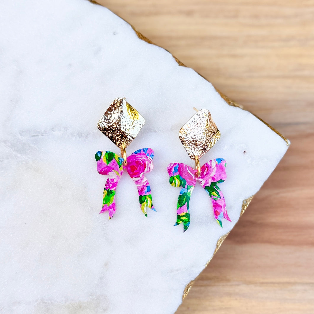 Audrey - Lily Floral - Bow Earrings