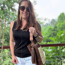 Convertible Tote - Gold Gator Embossed + Caramel