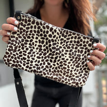 Clutch Sized Crossbody Bag - Black + White Cheetah