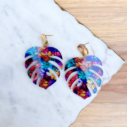 Monstera - Stained Glass - Acrylic Earrings