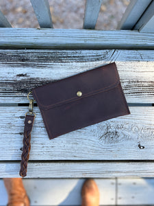 Leather Wristlet - Brown