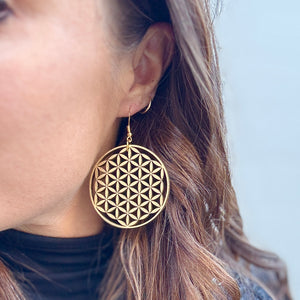 Flower of Life Wooden Earrings