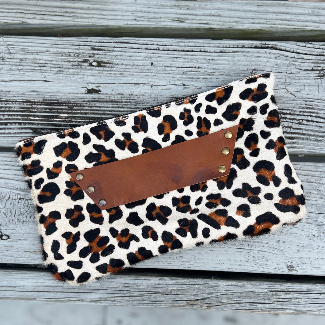 Fall - [raleigh leather] Clutch- Leopard & Buckskin