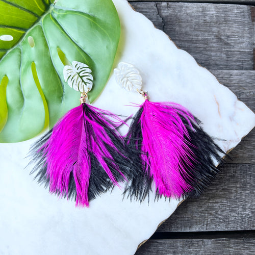 Fabulous and Fragile Feather Drops - Pink + Black - 3