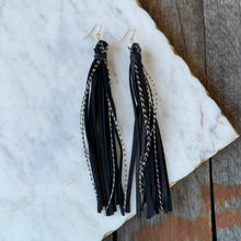 Boho Fringe - Long Black Tassels with Feathers