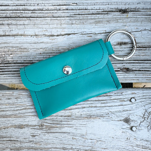 Keychain Wallet - Vibrant Teal with Silver