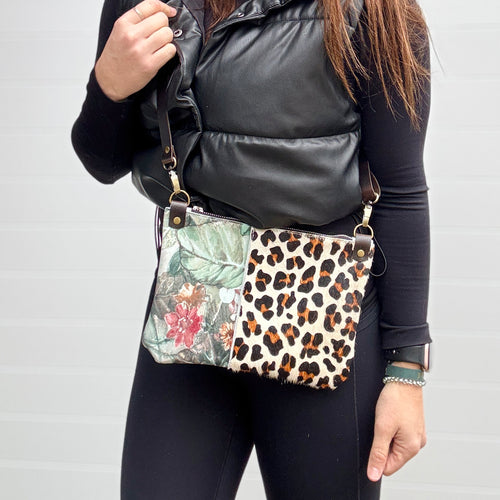 Go Small Miscellany Zippered Crossbody - Leopard + Floral