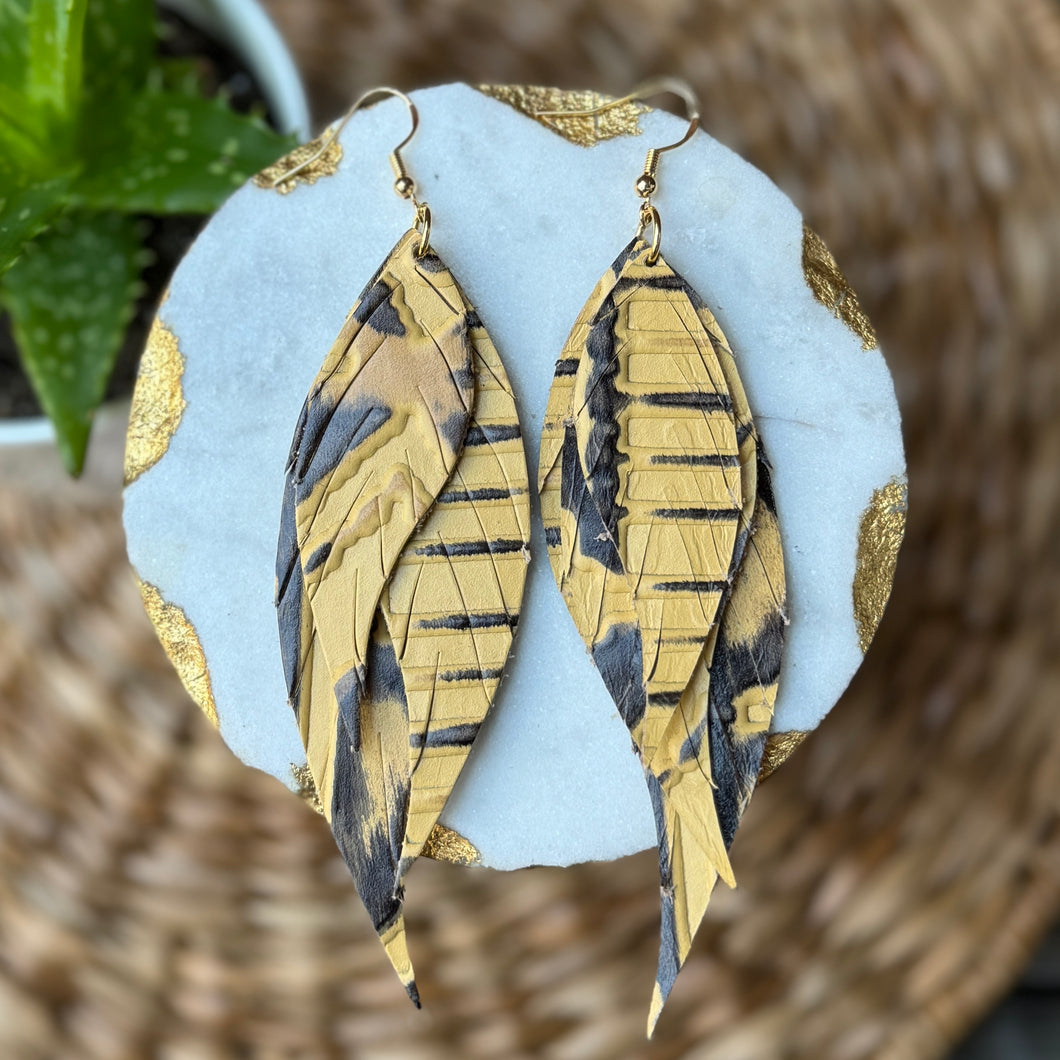 Wings of an Angel - Butter Embossed - Leather Earrings