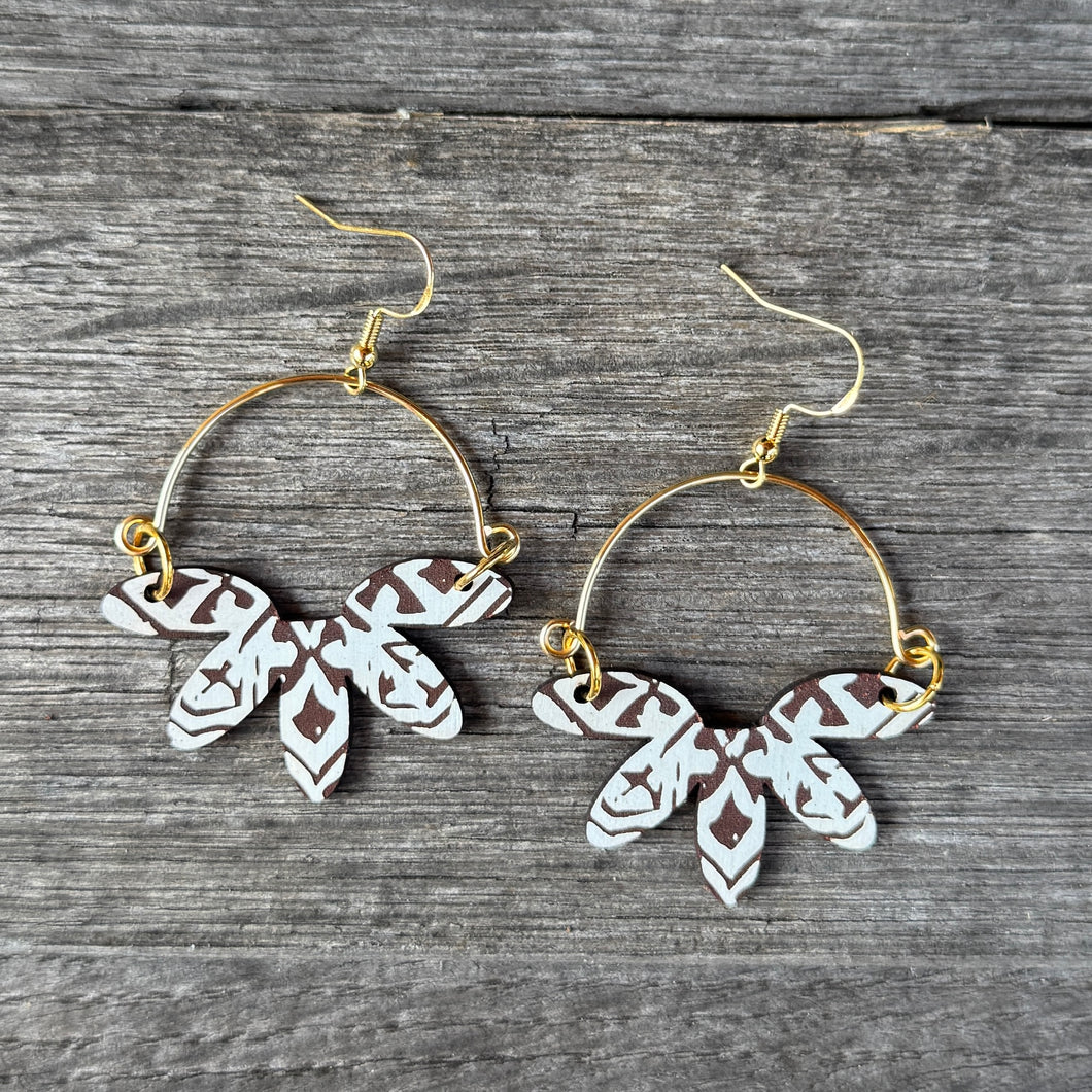 Remix Flowers - Hand Painted White Leather Earrings