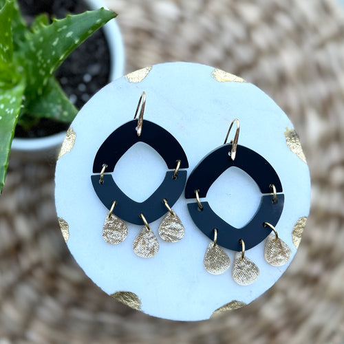 Split Drop - Matte Black - Acrylic Earrings