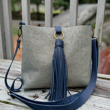 SLAY Crossbody Bag - Blue + Gold Embossed with Navy