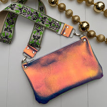 Clutch Sized Crossbody Bag with Statement Strap - Iridescent