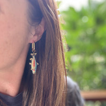 Rainbow Trout Fish Earrings - Huggie Hoops