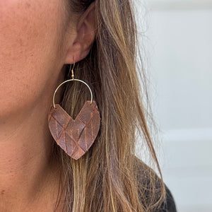 Glam Hoops - Brown Basketweave - Leather Earrings