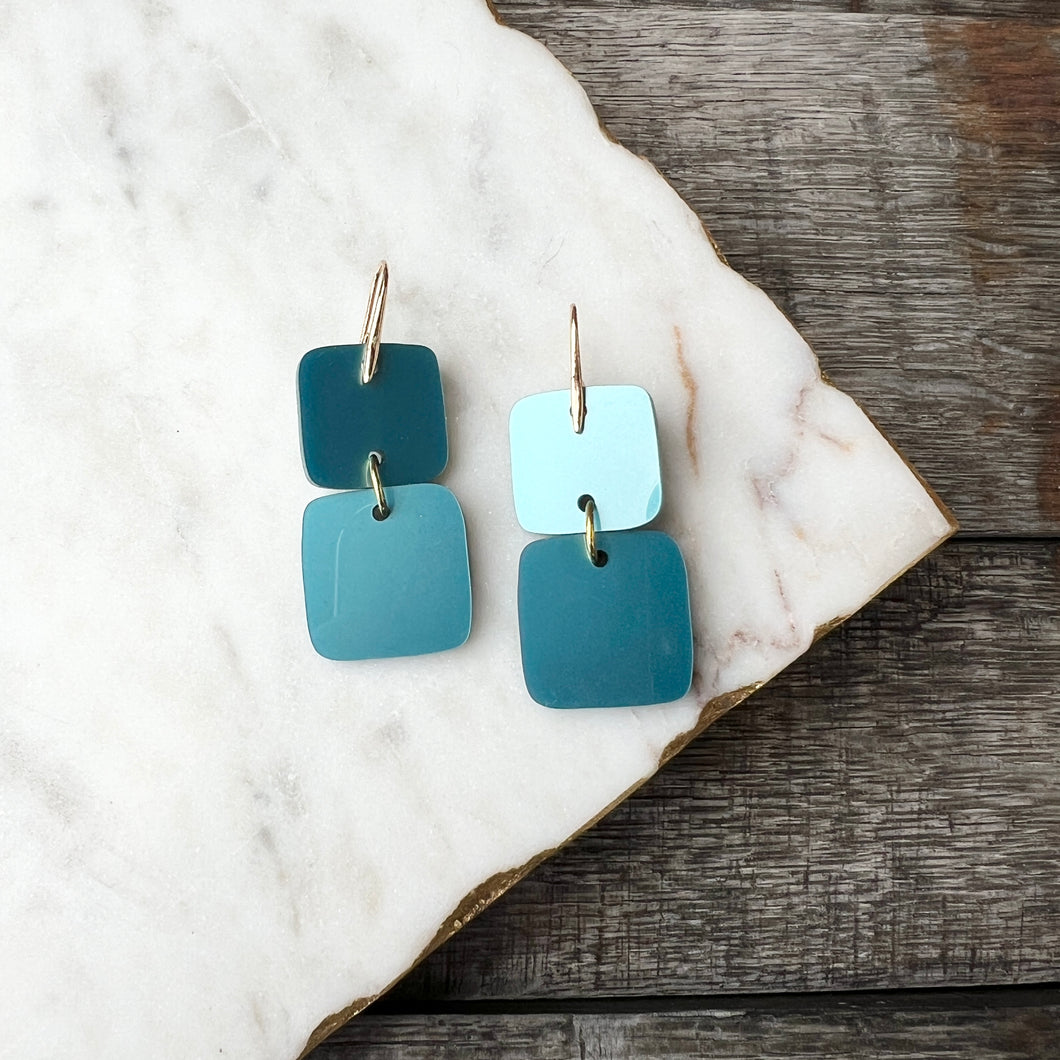 Mini Stacks - Metallic Turquoise - Acrylic Earrings