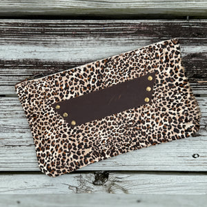 [raleigh leather] Clutch - Mini Leopard + Brown