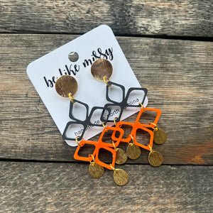GAME DAY -  Black & Orange - Statement Earrings