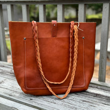 Tall Tote - Cognac with Braided Straps