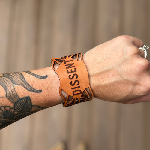 Laser Cut Leather Cuff - Dissent