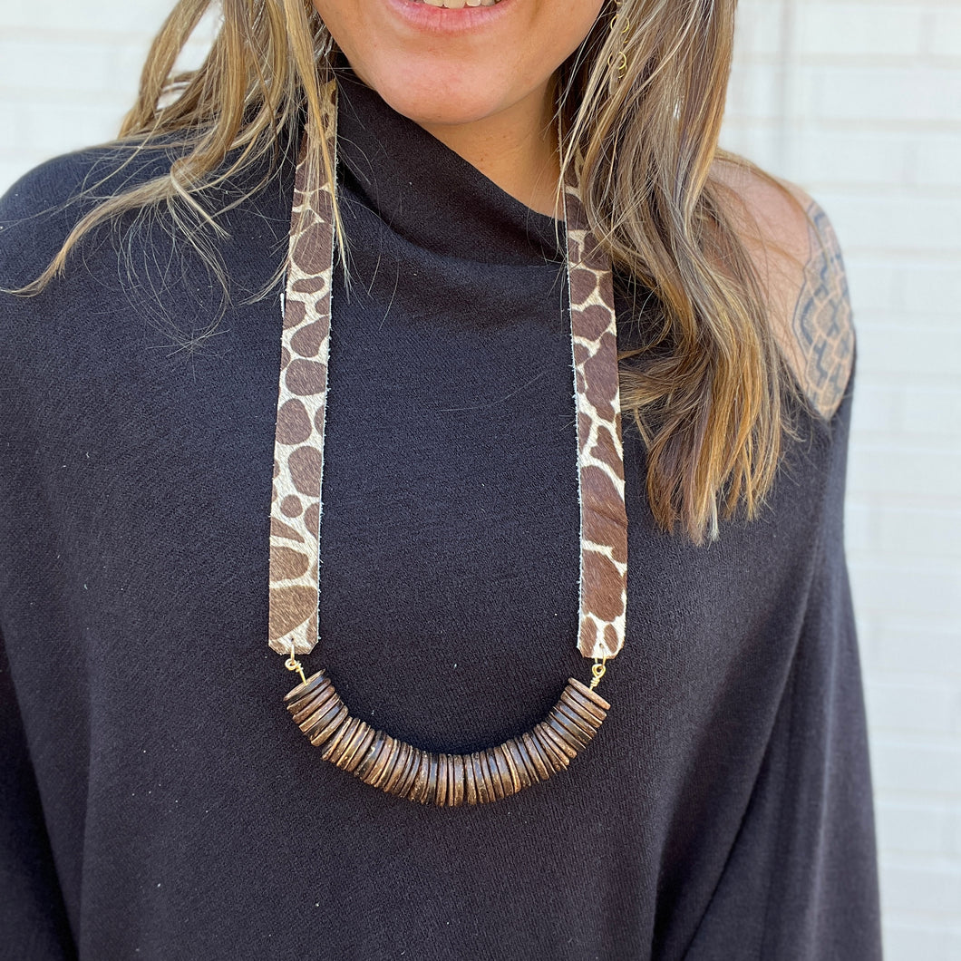 Leather Strap Necklace - Giraffe