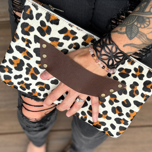 [raleigh leather] Clutch - Leopard Printed Hair on Cowhide