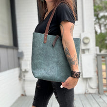 Tall Tote - Vintage Teal Embossed