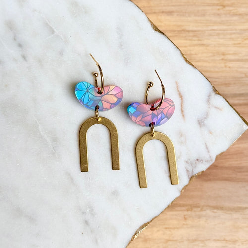 Horseshoe Drops - Stained Glass - Acrylic Earrings