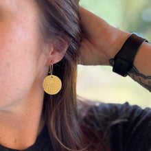 Circle Drops - Gold - Leather Earrings