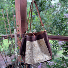 Convertible Tote - Gold Gator Embossed + Caramel