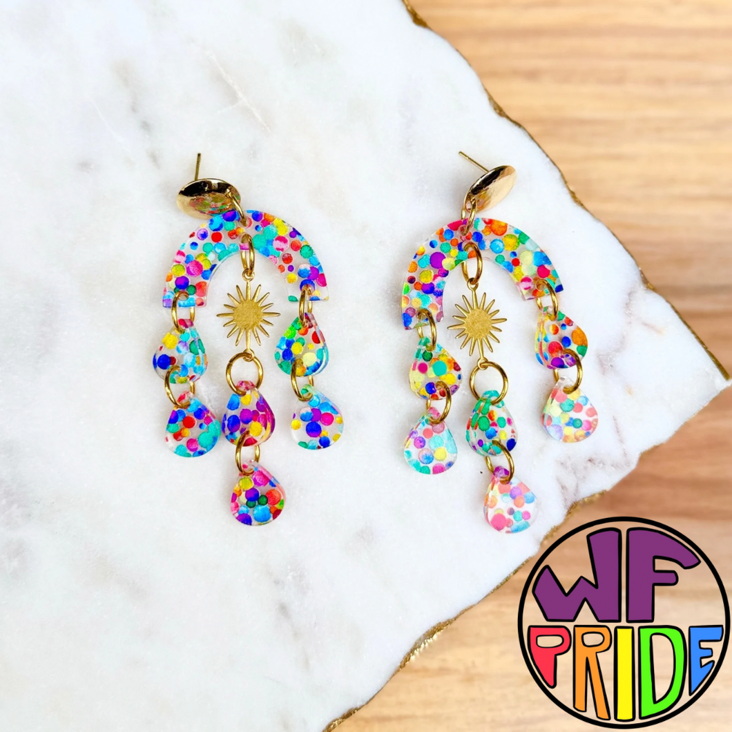 Rainbow Chandelier Earrings - Confetti