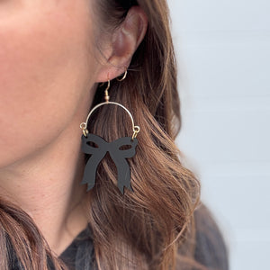 Audrey Bow Earrings - Matte Black