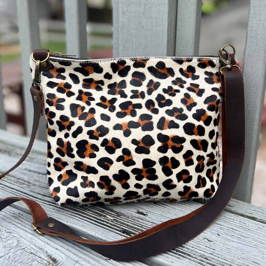 Fall - Just Go Zippered Crossbody Bag- Leopard