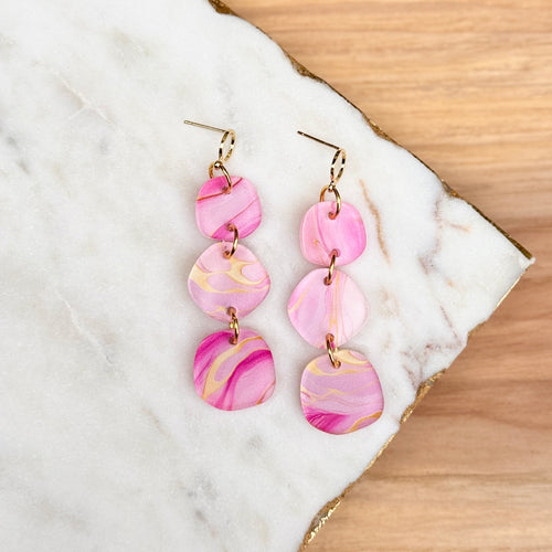 Boulder Drops - Pink Geode - Acrylic Earrings