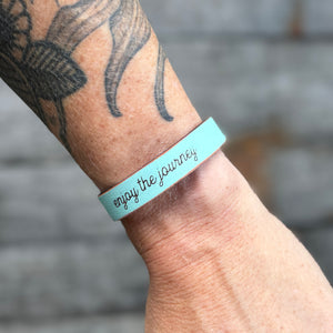 Distressed Leather Mantra Cuffs
