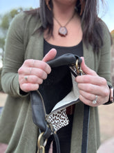 [raleigh leather] belt bag - black and white cheetah - crossbody bag