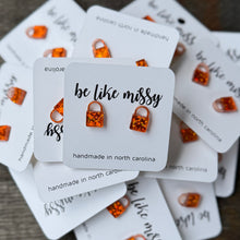 ORANGE glitter lock studs