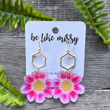 Garden Party Earrings - Dahlia - Pink + White Hex