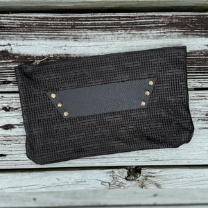 [raleigh leather] Clutch - Black Basketweave